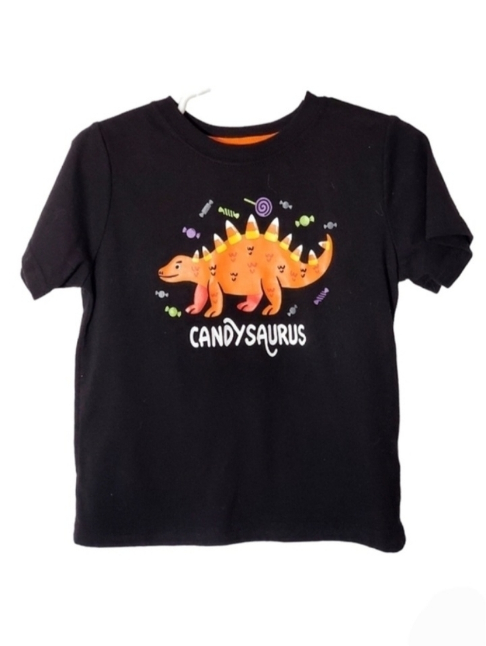 K1028 * Way To Celebrate Halloween Candysaurus Stegosaurus Tee Black Size 3T